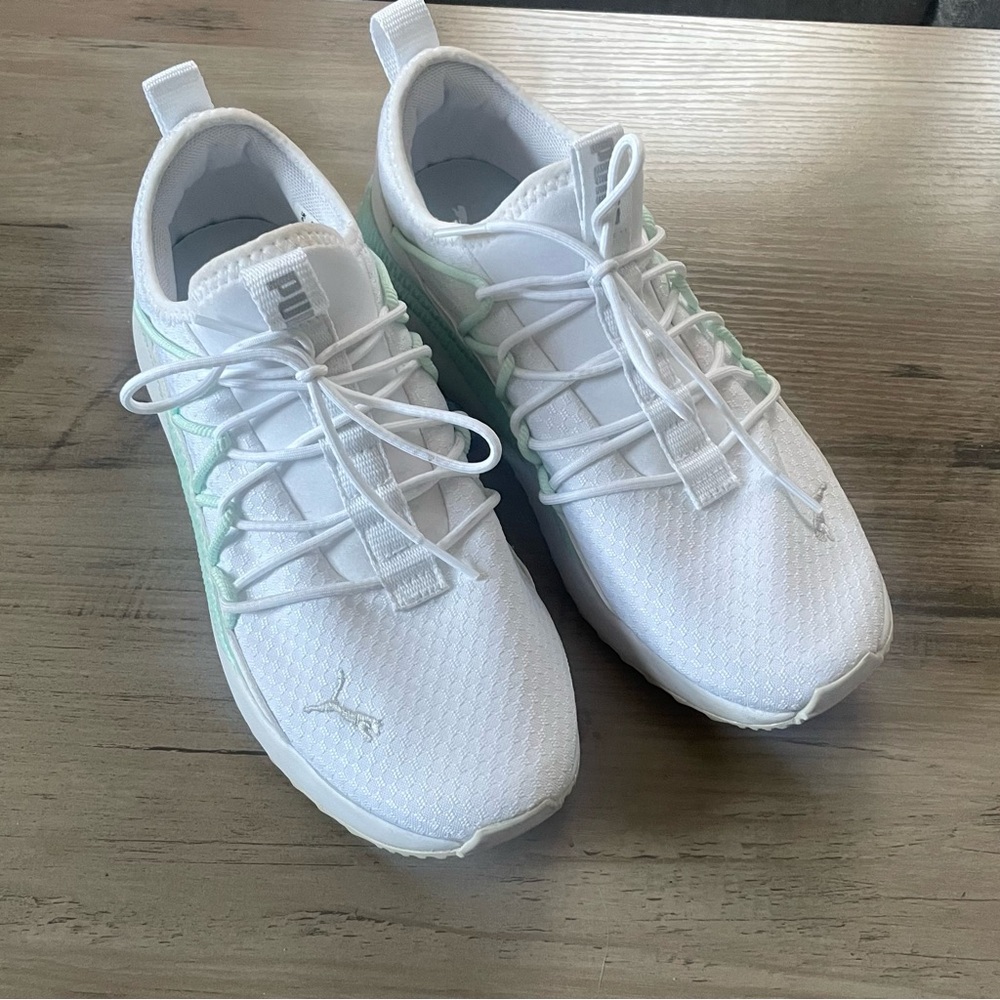 Puma Women’s SoftFoam Plus Sneakers White and Mint Green - Picture 3 of 7